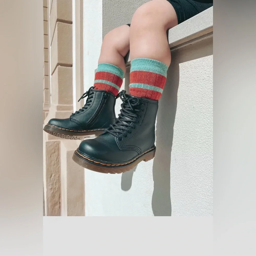 Dr. Martens Airwair Toddler 1460 Softy T‎ Leather Lace Up Boots Size:9 NEW